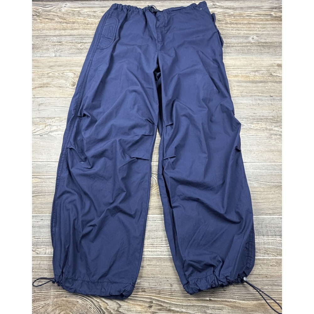 Aeropostale Women's M Blue Parachute Pants Cargo Baggy Y2K Inspire Drawcord Leg